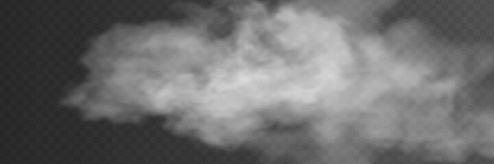 Fog or smoke isolated transparent special effect. White vector cloudiness, mist or smog background. Vector illustration