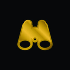 Binoculars gold plated metalic icon or logo vector