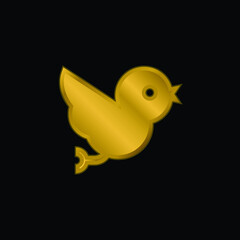 Bird gold plated metalic icon or logo vector