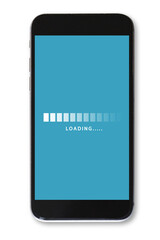 smartphone with loading icon on screen.