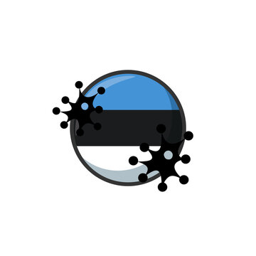 Estonia hit by Coronavirus. Covid-19 impact nationwide. Virus attack on Estonia flag concept illustration on white background 