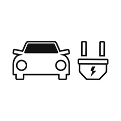 Electric Vehicle Charging Station Sign. Car and Electrical Plug.
