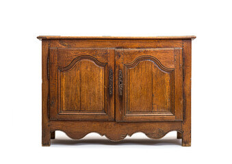 Small old oak cabinet, isolated on white