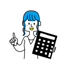 電卓を持っている女性