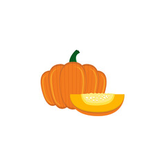 yellow pumpkin (Cucurbita moschata) is isolated on yellow background.