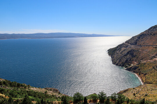 Amazing Croatian coast view. Vruja beach. Split Dalmatia County