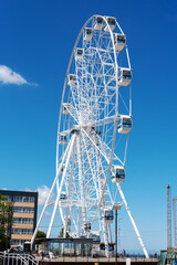Zelenogradsk, Kaliningrad Region, Russia, June 2021. The coastal resort line of the city. A new Ferris wheel.
