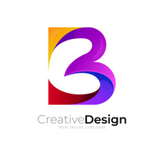 Abstract letter B logo with colorful design illustration