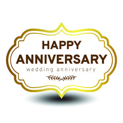 Happy Anniversary celebration with gold label