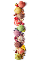 Assorted colorful ice cream balls