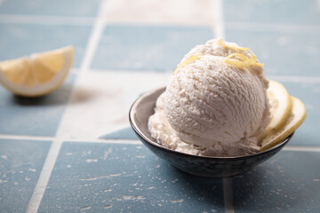 Yummy lemon ice cream scoop