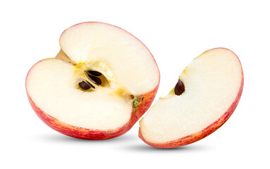 half red apple fruit without seed isolated on white