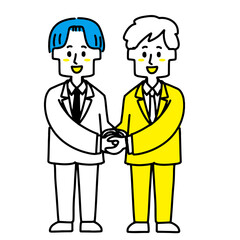 両手でかたい握手を交わすビジネスマン