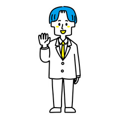 会釈しているスーツの男性