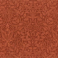 Vintage red botanical pattern background vector