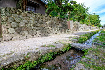 夏の武家屋敷通り　長崎県島原市　Bukeyashiki Street in summer Nagasaki-ken Shimabara city