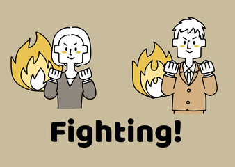 頑張る会社員の男性と女性のセット