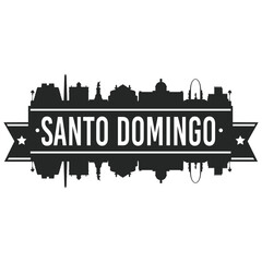 Santo Domingo Dominican Republic Skyline. Banner Vector Design Silhouette Art. Cityscape Travel Monuments.