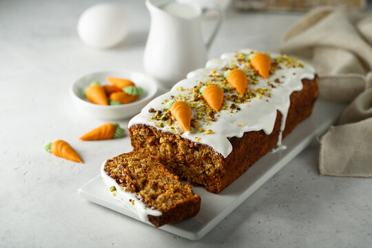Traditional homemade carrot cake with pistachios