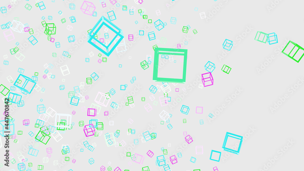 Poster 3d rendering of abstract colored squares