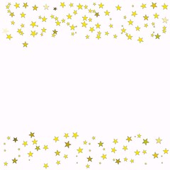 Obraz premium Frame of golden stars pattern on white background, gold yellow on white