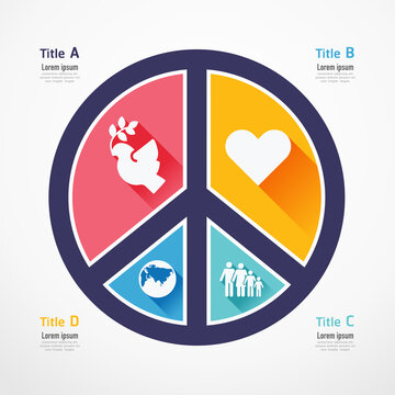 Love and peace jigsaw banner. Concept Design infographic Template vector illustration