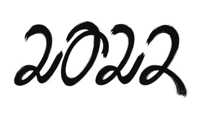 Handwritten brush ink lettering of 2022