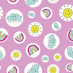 vector pink happy day seamless 4c 11 pattern background