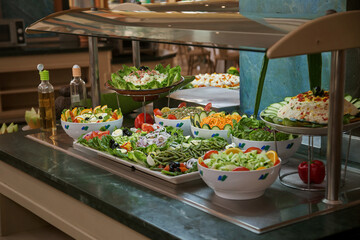 photo of assorted salads on the buffet at the hotel	