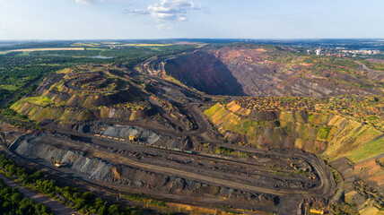 Coal Mining Open Pit Mine Aerial Black View © ronedya