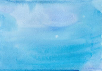 Abstract blue watercolor background. Modern handmade illustration