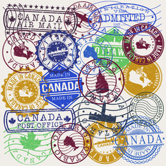 Fototapeta premium Ottawa, ON, Canada Set of Stamps. Travel Stamp. Made In Product. Design Seals Old Style Insignia.