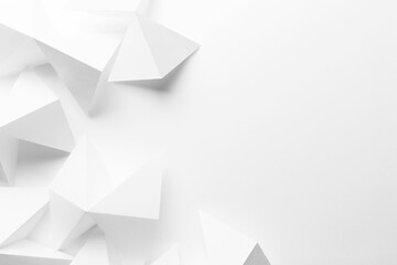 White triangular shapes made paper, abstract background