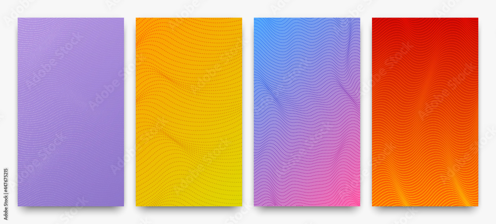 Poster set of halftone gradient backgrounds with dots