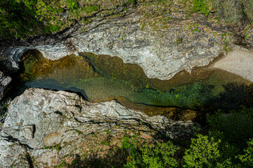 Top view on Malzac river on the GR 70, Robert Louis Stevenson Trail, Cassagnas, Cevennes, France