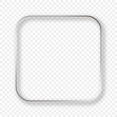 Silver glowing rounded square frame with shadow