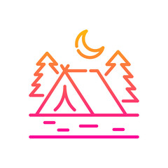 Campsite vector gradient icon style illustration. EPS 10 file