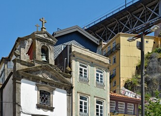Traditional colorful facades in Porto - Portyugal 