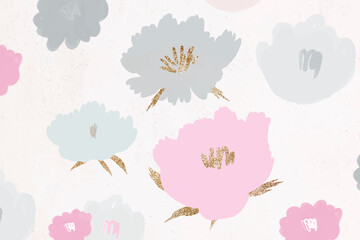 Floral pattern background vector hand drawn