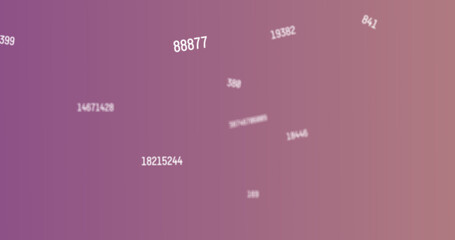 Sets of numbers changing at a fast pace moving towards the right in a vast empty space