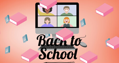 Image of back to school text on pink background