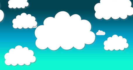 Fototapeta premium Multiple cloud icons falling against blue background