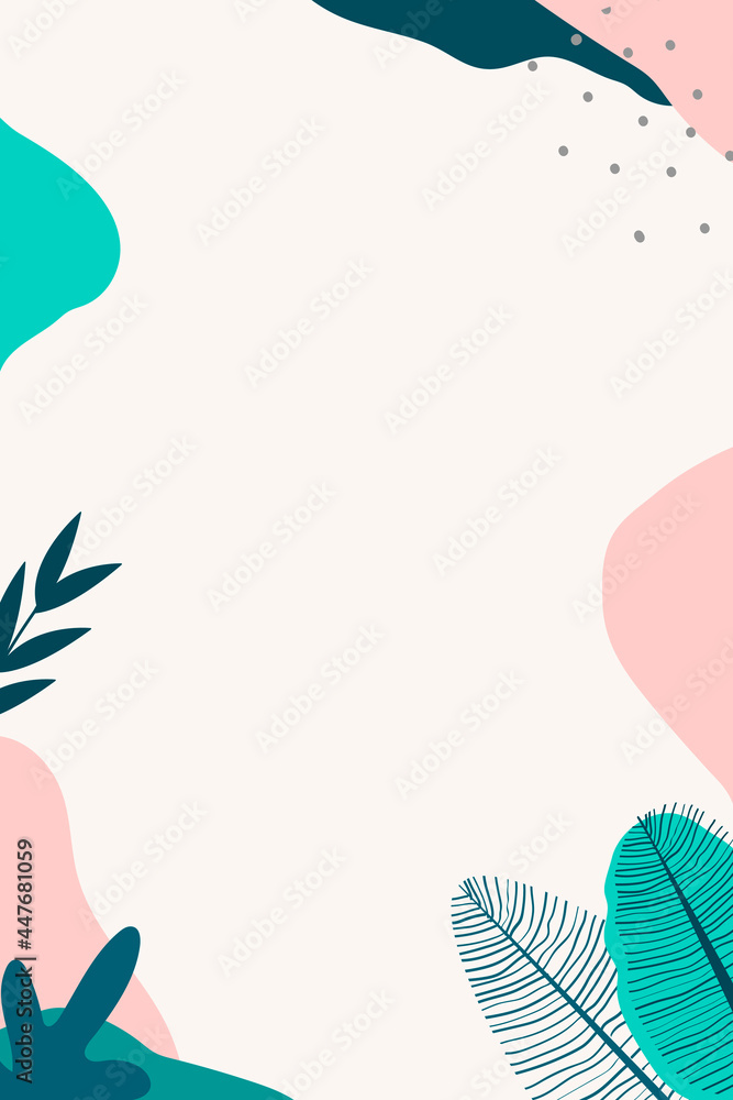 Poster beige and green abstract botanical patterned background vector