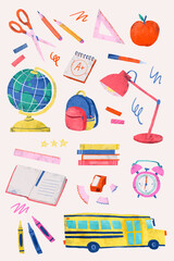 Back to school stationery vector set