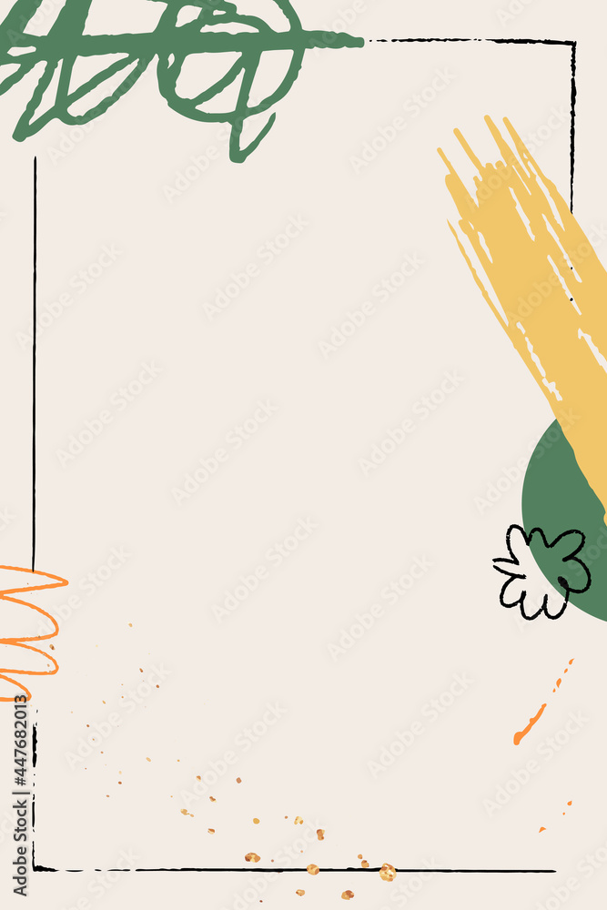Poster black frame on beige scribble patterned background vector