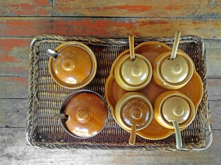 Flavoring in bolw and put on  wood tray.