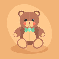 
cute brown teddy bear with bow for kids