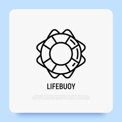 Lifebuoy thin line icon. Modern vector illustration, beach equipment for safeguard.