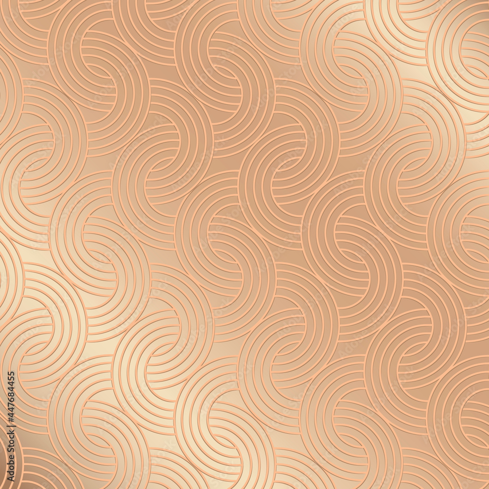 Poster seamless golden interlaced rounded arc patterned background design resource vector