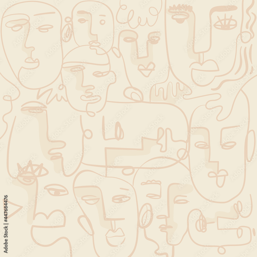 Aufkleber abstract face line drawing background design resource vector